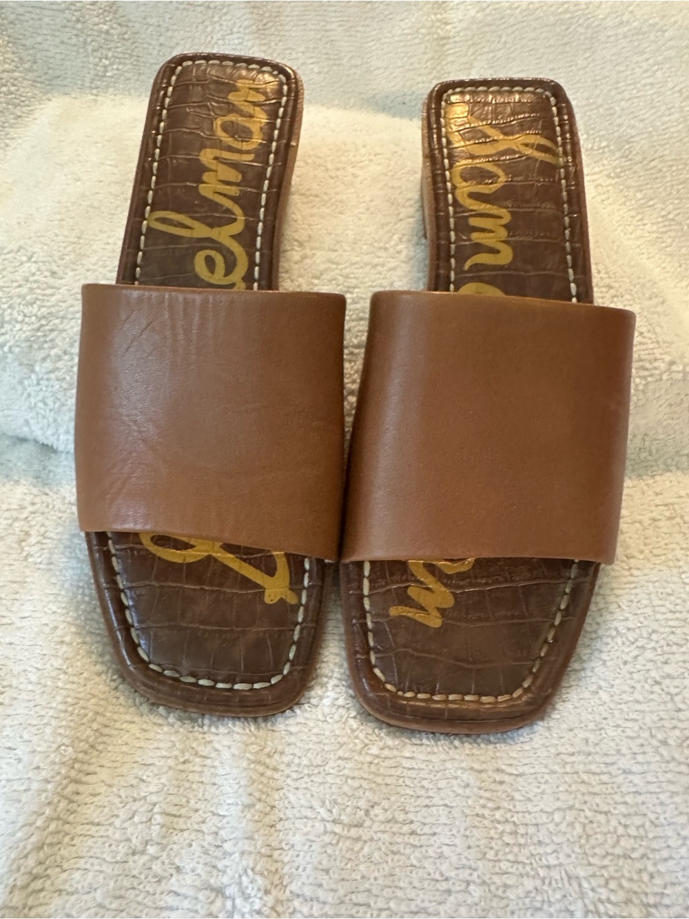 Sam Edelman Brown Leather Slide Sandals